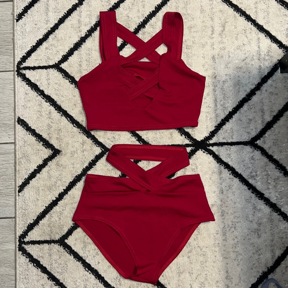 Maroon Bathing Suit Set - image 1